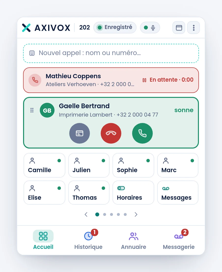 Un appel en attente et un appel qui sonne