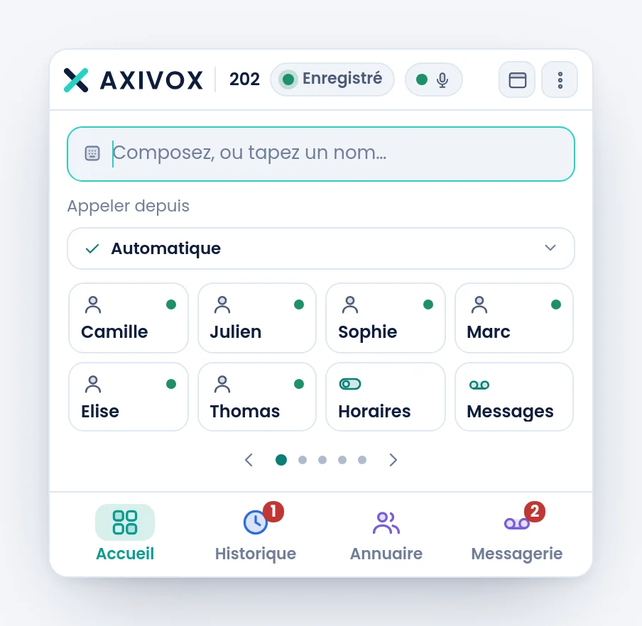 La grille des touches, avec la présence des collègues