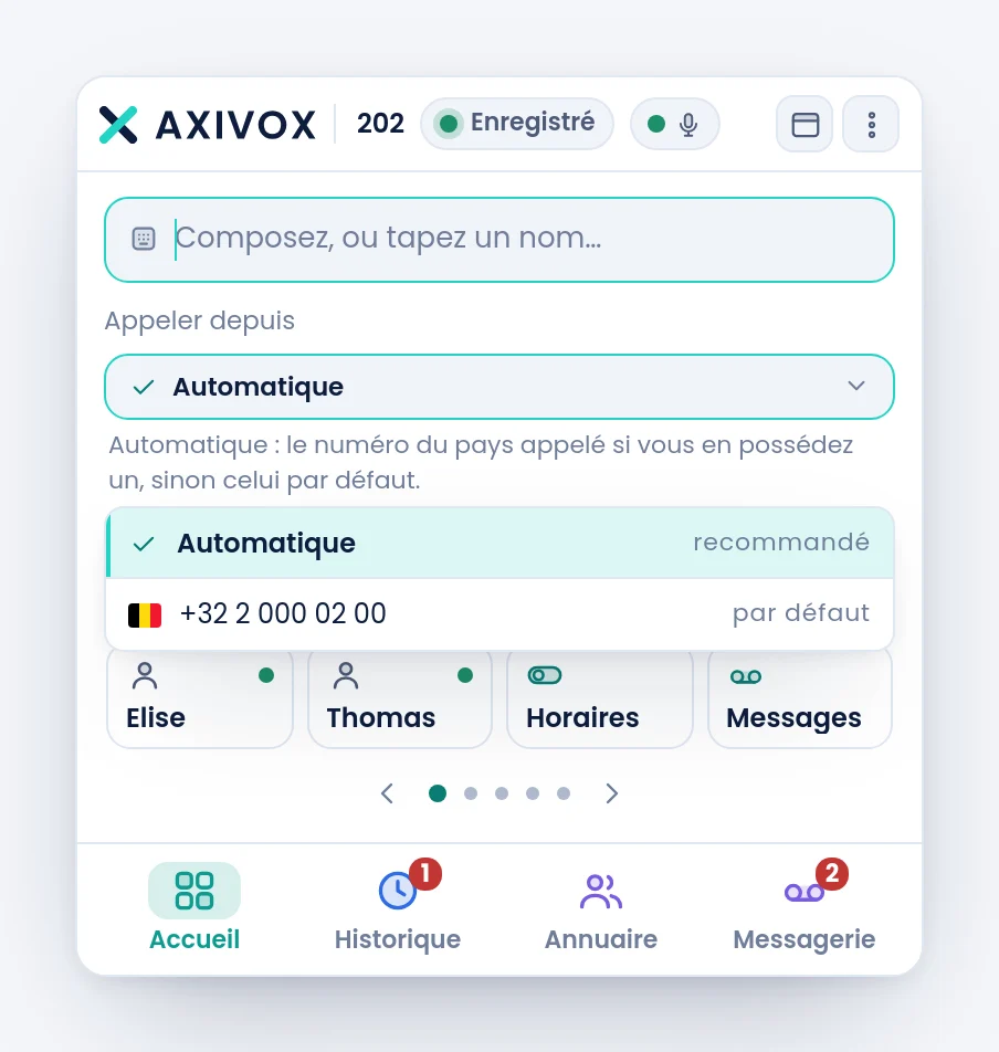Le choix du numéro présenté en sortie