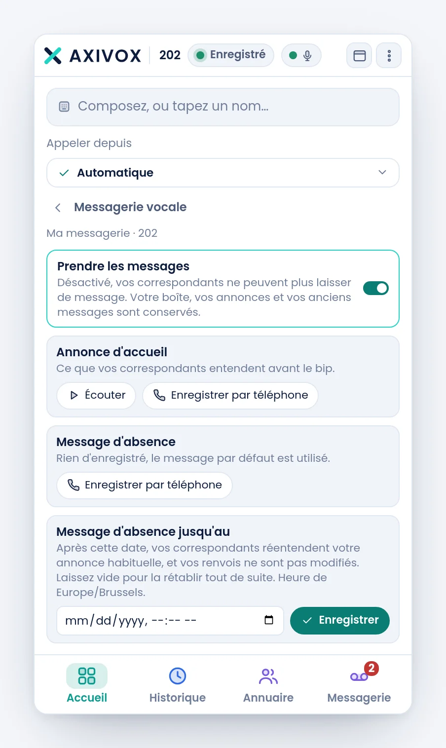 Les réglages de la messagerie vocale