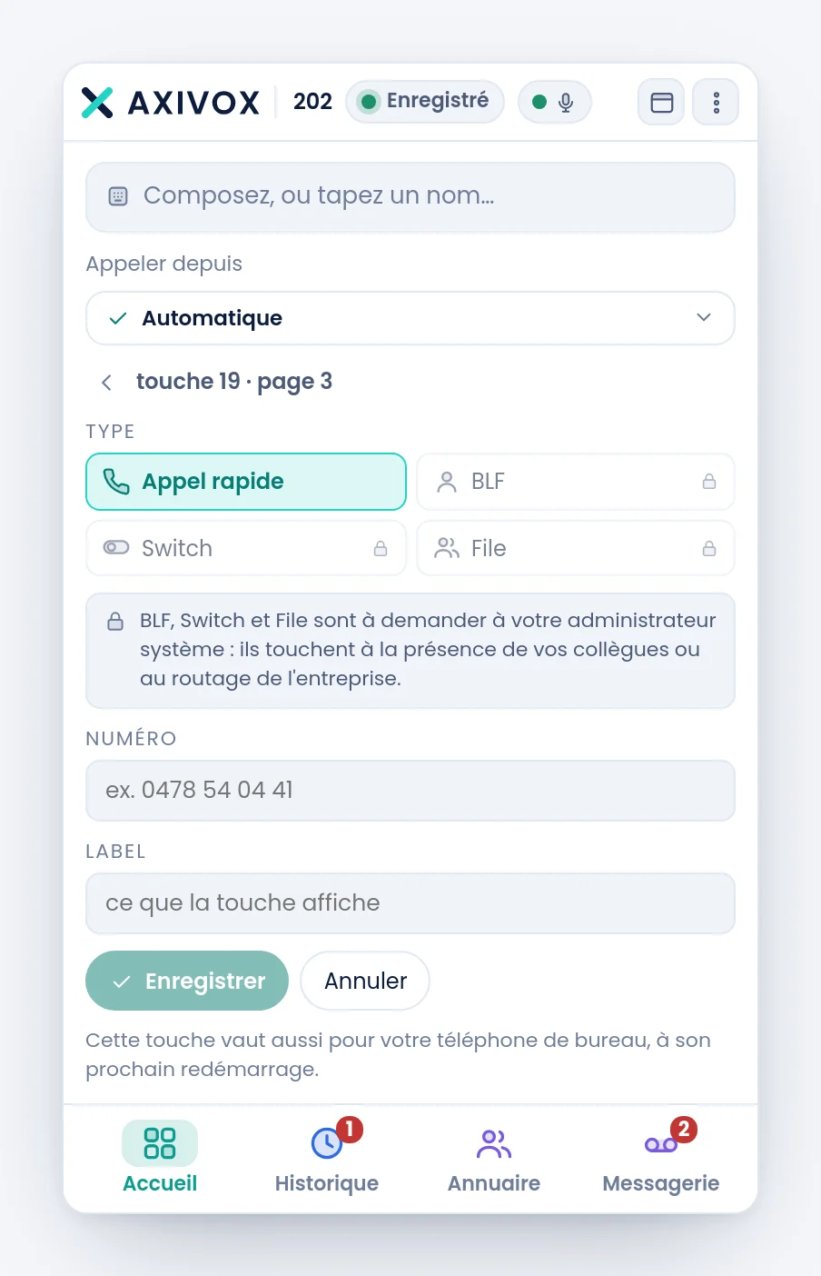 L'éditeur d'un emplacement libre